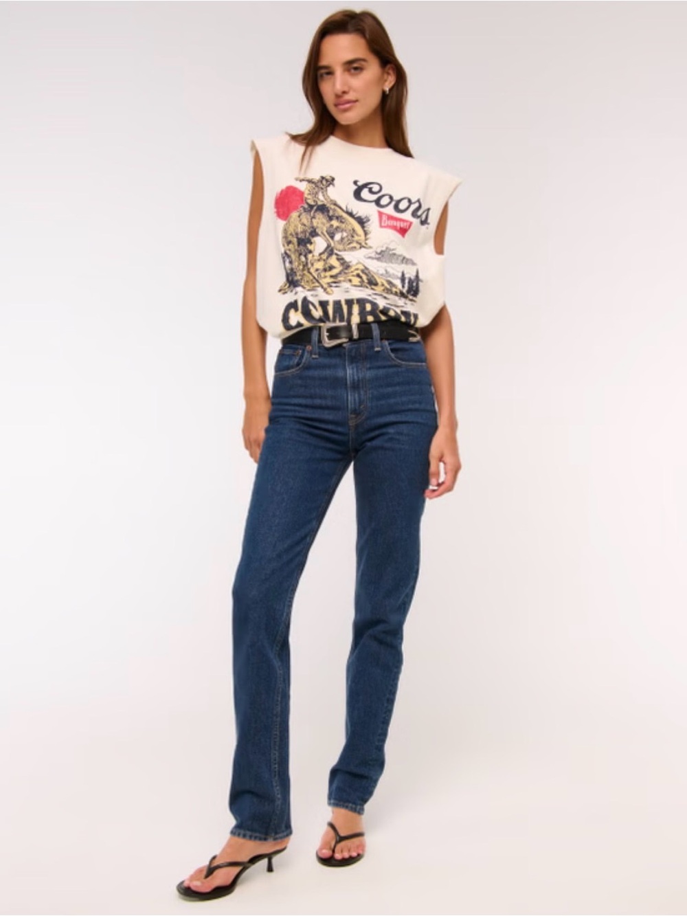 Abercrombie and Fitch The 90s Straight Ultra High Rise Jeans in a Dark Wash